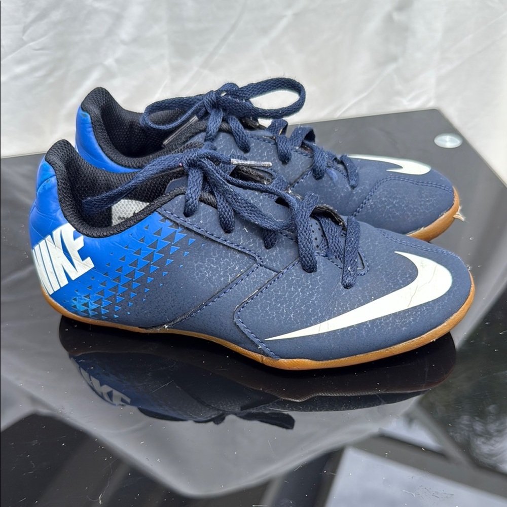 Nike Blue and White Indoor Soccer Shoes with Sleek Design